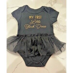 Baby Girl One Piece Bodysuit My First Little Black Dress With Tulle Skirt 9M NEW